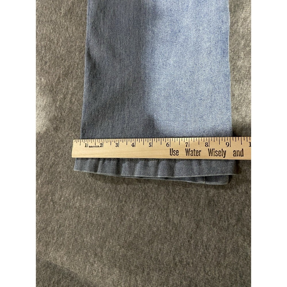 High Waisted Wide Leg Jeans Light Wash Button Fly Snap Hem Denim Blue - Picture 12 of 14